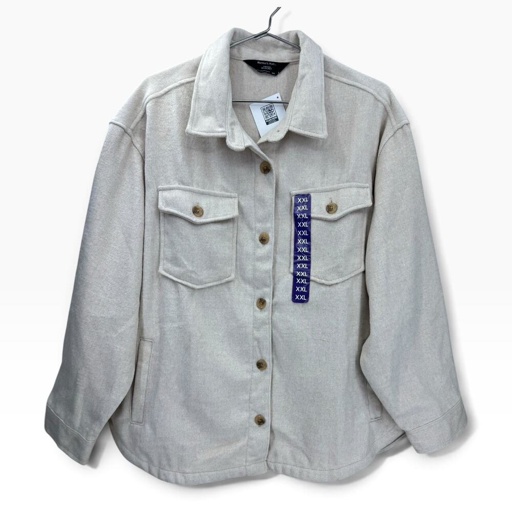 NWT Members Mark Women’s Shacket Size XXL Cream Button Front Fleece
